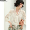 COCOBELLA手工立体蝴蝶刺绣飘逸透视飘带雪纺衫吊带套装LC52 商品缩略图0