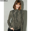 【秒杀】COCOBELLA新中式扎染针织衫设计感温柔气质高领打底衫TS7062 商品缩略图0