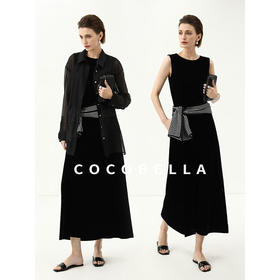 COCOBELLA赫本风轻奢丝绒连衣裙女冬气质混搭风背心裙FR3070