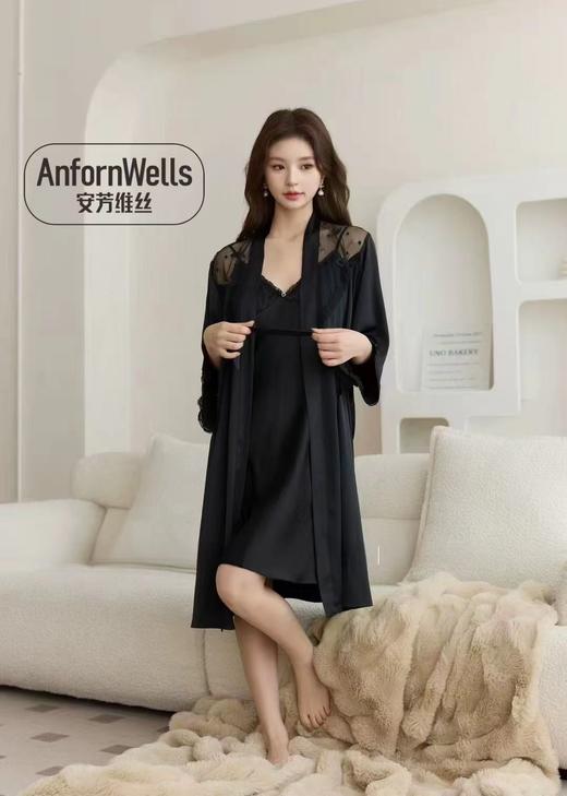 绸缎刺绣两件吊带袍轻奢高级睡衣1415120 商品图3