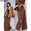 COCOBELLA仿香云纱双面异色提花半身裙新中式国风长裙HS0055 商品缩略图0