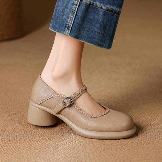 【预售5天】法式粗跟软底一字扣带，圆头中跟玛丽珍鞋不累脚DPJ&2982 商品图1