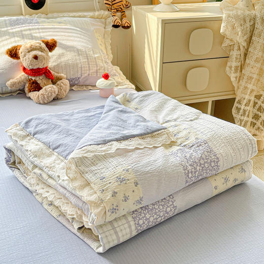 【YW】无忧购【甄选】云感木棉皱皱纱花边款夏被四件套（截单后3-5天发货) 商品图1