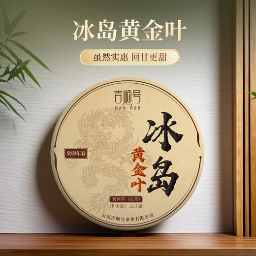 第2份半价！2023春茶 吉顺号冰岛普洱茶生古树茶黄金叶357克 商品图0