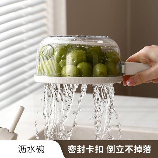 脱水洗菜篮折叠手柄带盖沥水可开关洗水果蔬菜保鲜盒沥水碗 商品图2
