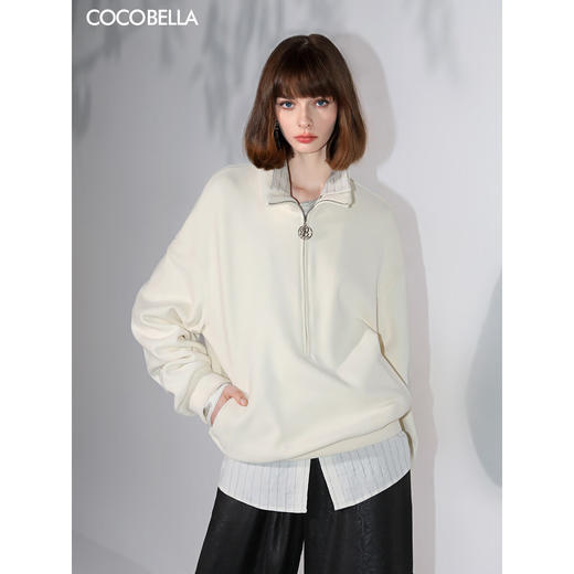 COCOBELLA商务休闲半拉链POLO衫舒适亲肤气质落肩卫衣SE7001 商品图0