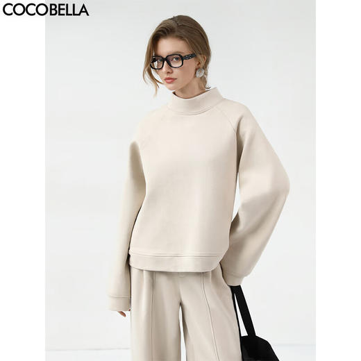 COCOBELLA简约休闲半高领卫衣25秋柔软舒适磨毛保暖外套SE3013-2 商品图0