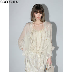 COCOBELLA名媛风10M对丝灵动荷叶边飘带雪纺衫遮阳开衫LC0002E