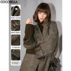 COCOBELLA复古斜纹品质大衣冬翻折PU袖口中长款毛呢外套WL3007 商品缩略图0