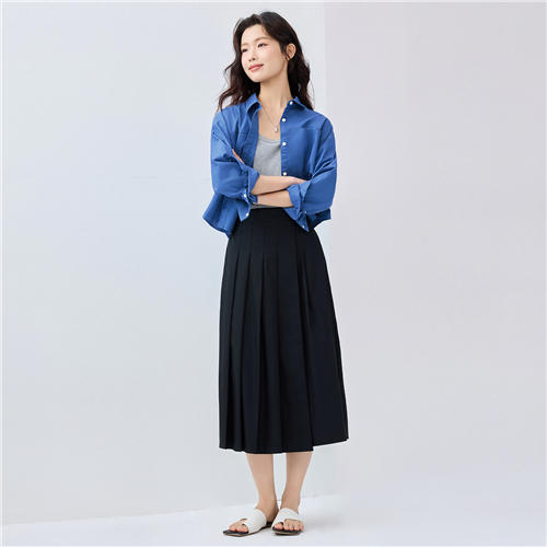 佐丹奴女装25年新款蔚蓝经典系列时尚短款长袖衬衫05345001 商品图2