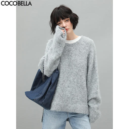 COCOBELLA定制金属LOGO软糯毛衣女美拉德穿搭气质针织衫MZ551C 商品图0