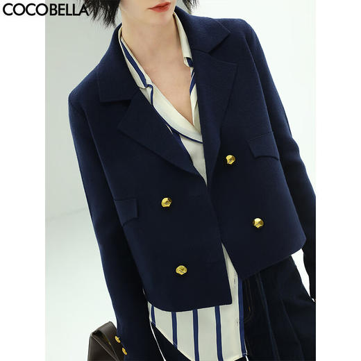 COCOBELLA质感金属扣针织西装气质翻领短外套SC71 商品图0