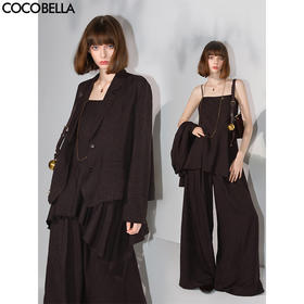 COCOBELLA轻商务静奢风三件套西装阔腿裤吊带套装FT3006-2