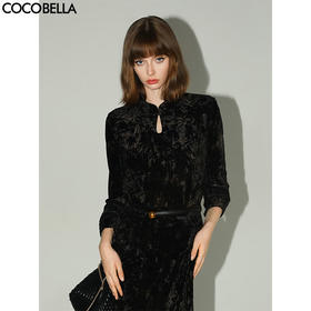 【秒杀】COCOBELLA新中式扎染丝绒衬衫女国风气质立领长袖上衣TS7069