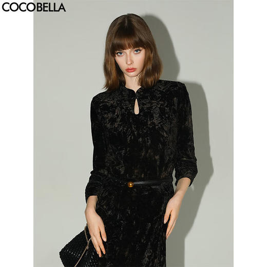 【秒杀】COCOBELLA新中式扎染丝绒衬衫女国风气质立领长袖上衣TS7069 商品图0