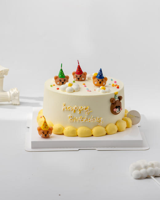 可爱熊头蜡烛生日蛋糕（百分百进口动物奶油） 商品图0
