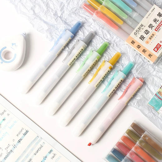 点石按动易手控荧光笔透明记号笔可换芯 商品图3