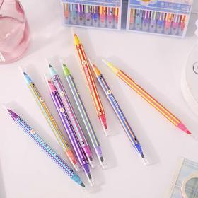 青壹坊叠色双头荧光笔颜色随机