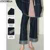 COCOBELLA撞色LOGO印花细闪银葱原色牛仔裤翻折休闲裤DN7058 商品缩略图0
