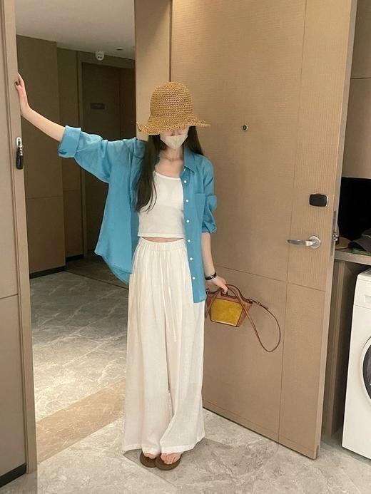 特调BaiLIDE夏季海岸蓝苎麻棉衬衫 商品图5