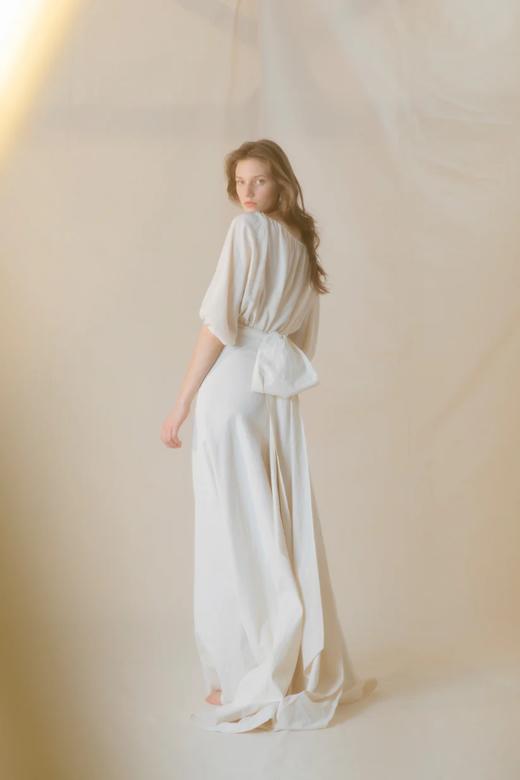 Cortana 25PF 香草色VOILA细褶领真丝上衣 商品图3