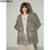 COCOBELLA轻奢老钱风拉绒格纹羊毛呢子大衣冬保暖毛呢外套WL7058 商品缩略图0
