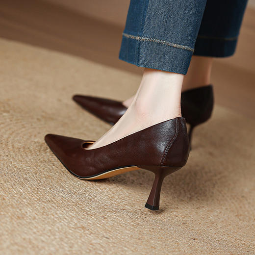 【预售5天】里外全皮！羊皮高跟鞋，法式通勤气质尖头细跟单鞋MLJ&C166 商品图4