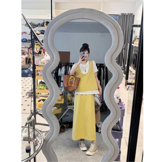 2025新品 蕾蕾同款【慢调生活】圆领短袖+大U领宽松背心马甲+全松紧A字半身裙 商品图0