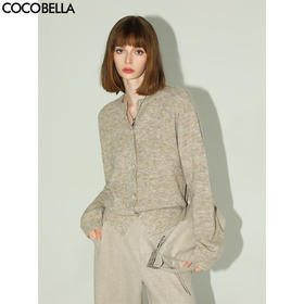 COCOBELLA静奢风慵懒惬意花纱针织衫短款裸领毛衣开衫MZ7063