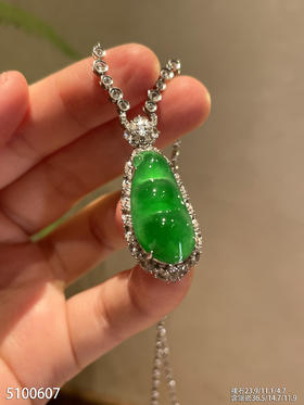 高冰种艳绿富贵豆吊坠   95999【5100607】