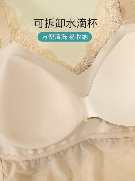 「老顾客福利」洛诗琳高定法士缎面蕾丝吊带背心2025夏季带胸垫美背文胸一体蕾丝打底背心62305 商品图4