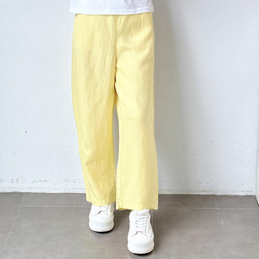 高级亚麻雾霾蓝直筒休闲裤 商品图3