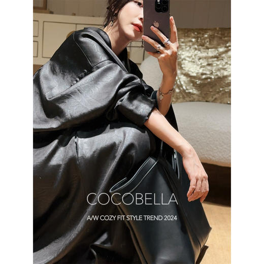 COCOBELLA静奢风折纸压花垂坠风衣女长款休闲西装外套WN3008 商品图0