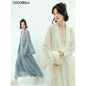 COCOBELLA重工LOGO刺绣微透视新中式西装早秋多色通勤外套SI530