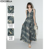 【限时秒杀】COCOBELLA手工扎染压褶吊带裙度假风连衣裙附串珠腰带FR7055 商品缩略图0