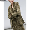 COCOBELLA新中式竹叶拓印压褶丝绒西装女国风盘扣外套SI3032 商品缩略图0