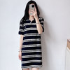 条纹短袖polo领连衣裙女长裙显瘦时尚 商品缩略图0