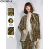 COCOBELLA新中式竹叶拓印压褶丝绒西装女国风盘扣外套SI3032 商品缩略图0