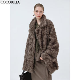 COCOBELLA仿小湖羊皮毛一体环保皮草外套女小个子大衣FU3019