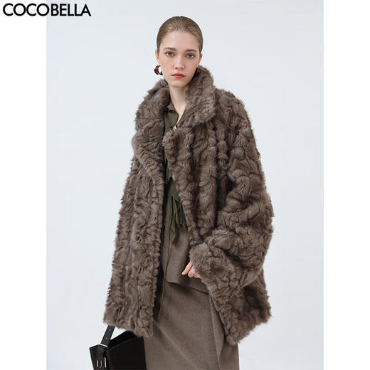 COCOBELLA仿小湖羊皮毛一体环保皮草外套女小个子大衣FU3019 商品图0