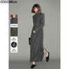 COCOBELLA手工压褶半高领赫本风长袖连衣裙女气质长裙FR3015 商品缩略图0