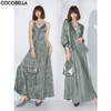 COCOBELLA[只此青绿]新中式印花吊带裙双面穿连衣裙FR0052-2 商品缩略图0