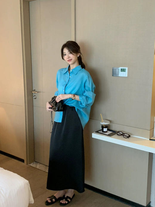 特调BaiLIDE夏季海岸蓝苎麻棉衬衫 商品图9