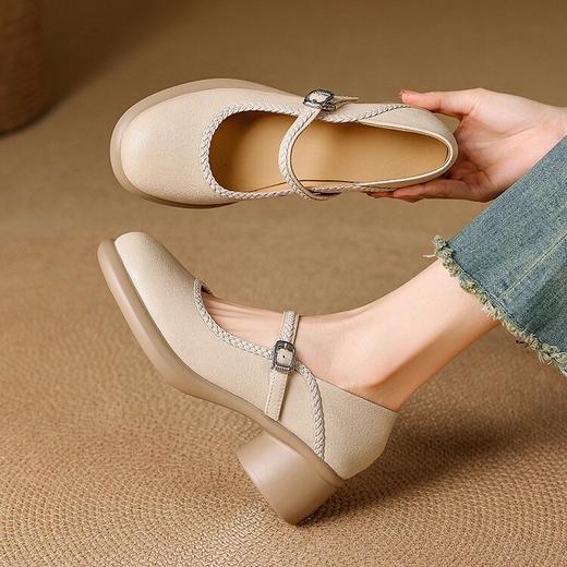 【预售5天】法式粗跟软底一字扣带，圆头中跟玛丽珍鞋不累脚DPJ&2982 商品图3