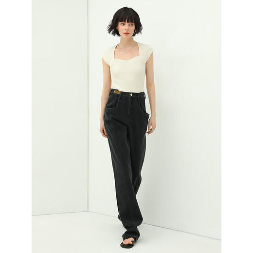 COCOBELLA设计感解构牛仔裤女质感铆钉宽松休闲裤直筒裤DN613 商品图0