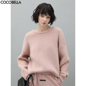 COCOBELLA光泽绒感粗针气质毛衣女云朵软糯加厚针织上衣MZ300