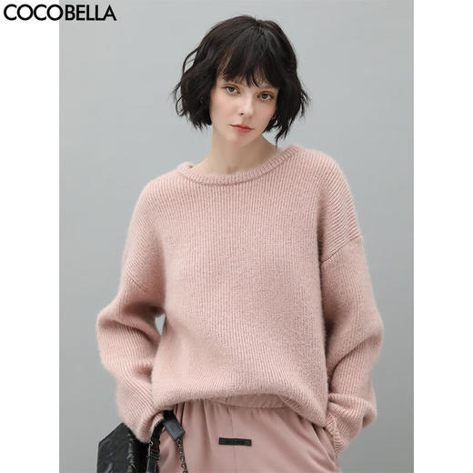 COCOBELLA光泽绒感粗针气质毛衣女云朵软糯加厚针织上衣MZ300 商品图0