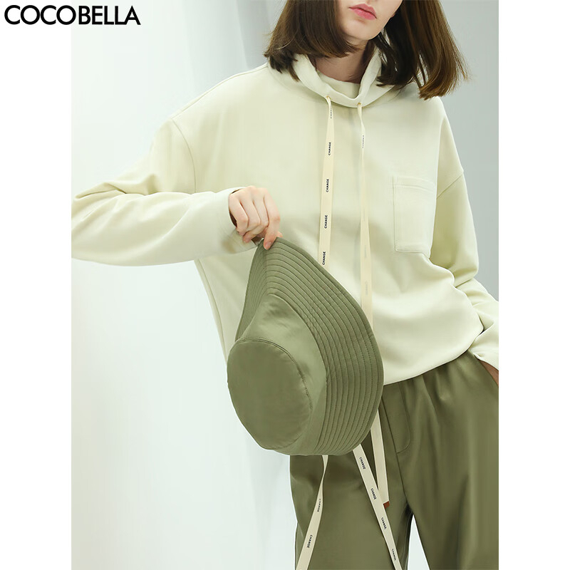 【限时特惠】COCOBELLA简约休闲风高领卫衣女款时尚休闲舒适磨毛飘带上衣SE608