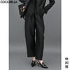 COCOBELLA职场通勤廓形黑色西裤女丝光质感宽松烟管裤PA547 商品缩略图0