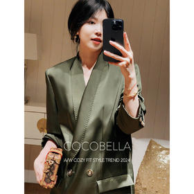 OCOBELLA重工贡针青果领丝光缎面西装老钱风精致OL西服SI7019